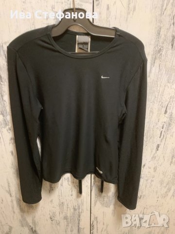 Страхотна наситено черна еластична унисекс фланела еластично трико  блуза Найк - Nike , снимка 2 - Блузи с дълъг ръкав и пуловери - 32491594