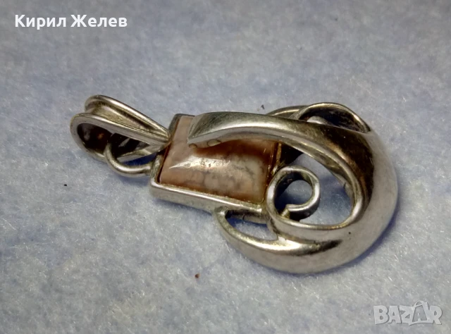 СКЪПОЦЕНЕН АЖУРЕН СРЕБЪРЕН МЕДАЛЬОН СРЕБРО 925 с ШЛИФОВАН ЯСПИС РЪЧНА АРТ ИЗРАБОТКА 30680