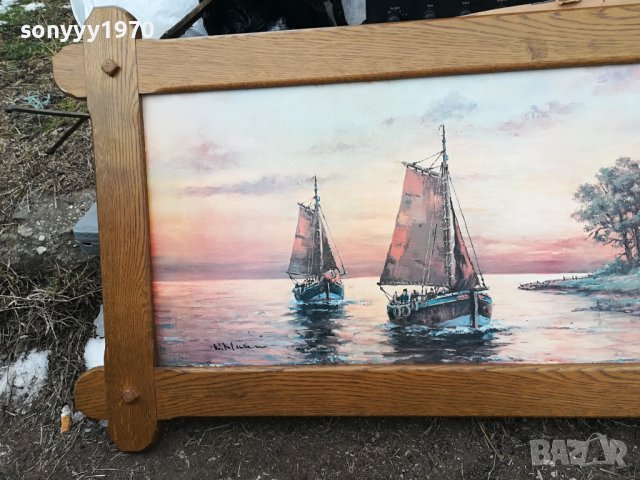 ГОЛЯМА КАРТИНА С ЯКА РАМКА ОТ ГЕРМАНИЯ 1301241637, снимка 5 - Антикварни и старинни предмети - 43790639