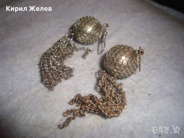 СТАРИ ПОСРЕБРЕНИ ОБЕЦИ КРСИВИ СТИЛНИ 6833, снимка 5 - Обеци - 36592164