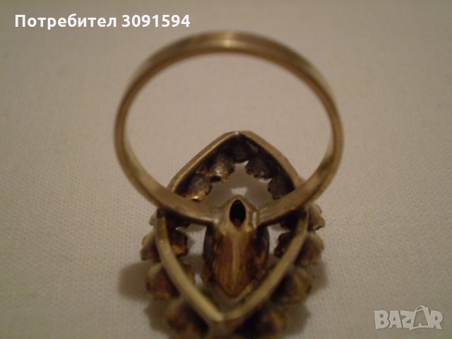 стар дамски пръстен месинг със позлата и циркони, снимка 7 - Антикварни и старинни предмети - 35218309