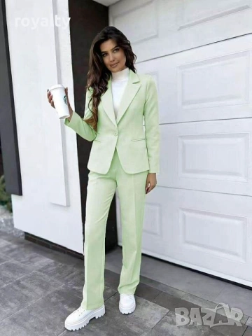 Елегантен костюм сако с панталон в мента 🌿