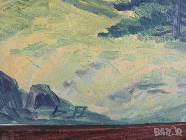 Стара Картина Масло, Картон, Подписана, снимка 3 - Картини - 43113562