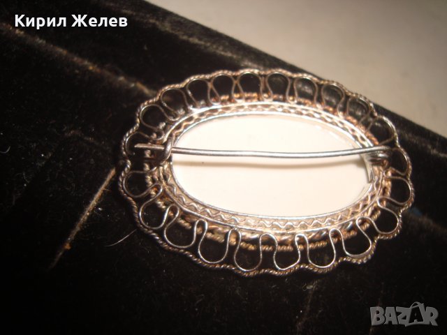 СРЕБЪРНА ФИЛИГРАННА ПОРЦЕЛАНОВА РЪЧНО РИСУВАНА РЕТРО БРОШКА АРТ НУВО 20715, снимка 7 - Други - 32266475