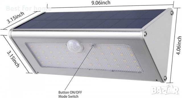 Соларни лампи за външен монтаж, 46 LED, 4500 mAh, корпус от алуминиева сплав