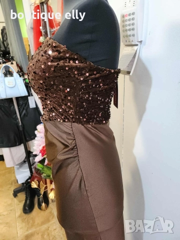 дамска рокля в кафяво и черно, снимка 3 - Рокли - 52956453