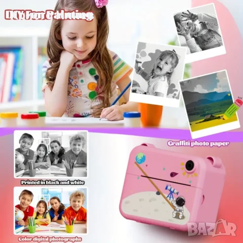 Камера Фотоапарат за моментални снимки с печат принтер моментни снимки, снимка 4 - Фотоапарати - 51414277