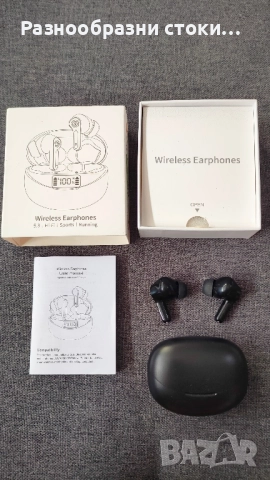 Безжични слушалки с надпис "Wireless Earphones 5.3 Hi-Fi Sports Running".