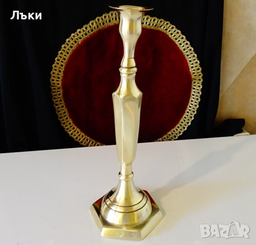 Бронзов свещник 33 см.,1.1 кг.,Art Deco. , снимка 4 - Антикварни и старинни предмети - 52345582