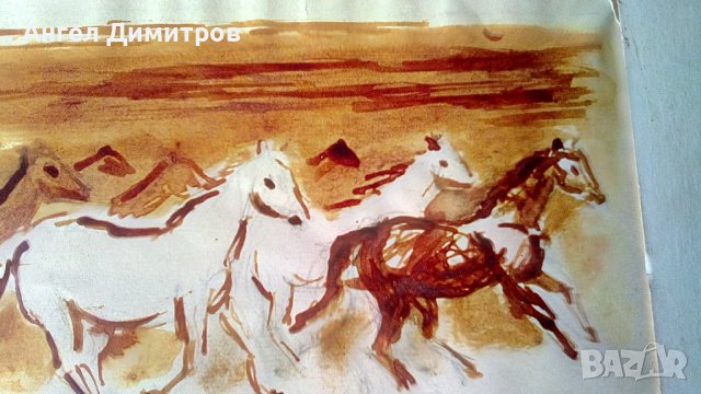 Мони Аладжемов картина акварел , снимка 3 - Картини - 38484675