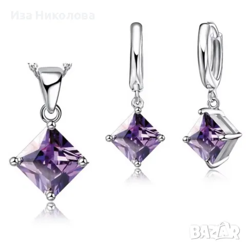 Сребърни комплекти обици и колие, снимка 4 - Бижутерийни комплекти - 50316676