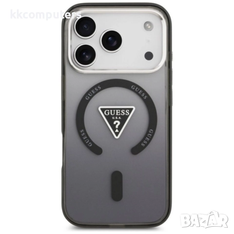 Оригинален кейс Guess IML Gradient Triangle Logo, За iPhone 17 Pro (6.3), Черен и Протектор, снимка 2 - Калъфи, кейсове - 52288608