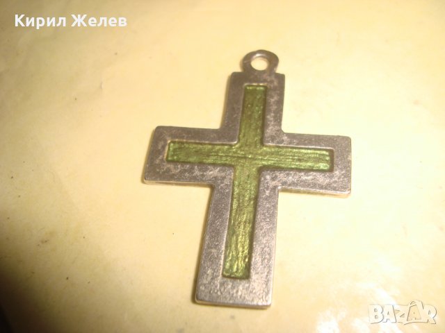 ДВУСТРАННО ЕМАЙЛИРАН АРТ ПОСРЕБРЕН МЕТАЛЕН КРЪСТ МЕДАЛЬОН 22238, снимка 4 - Колиета, медальони, синджири - 32964567