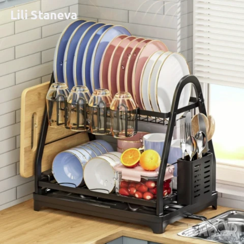 Пластмасов,елегантен сушилник,за съдове на две нива. , снимка 1