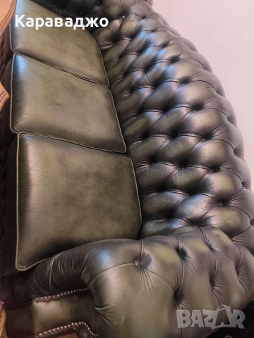 Троен диван Честърфийлд, снимка 5 - Дивани и мека мебел - 52860098