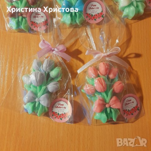 глицериново букетче от лалета , снимка 7 - Декорация за дома - 43901427