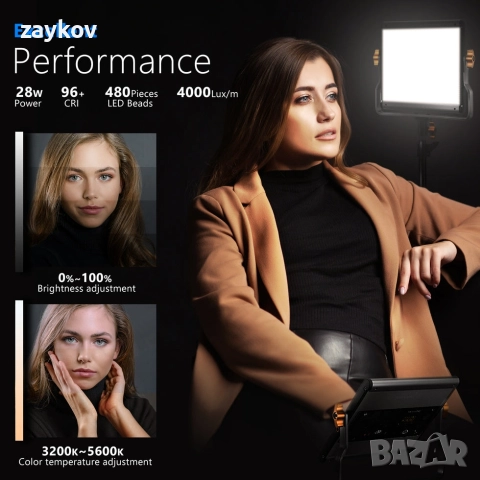 NEEWER NL480 Двуцветен LED панелен светлинен елемент, снимка 2 - Лед осветление - 52726131