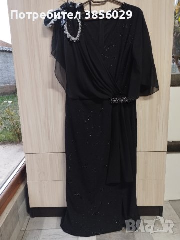 Черна дълга официална рокля размер L