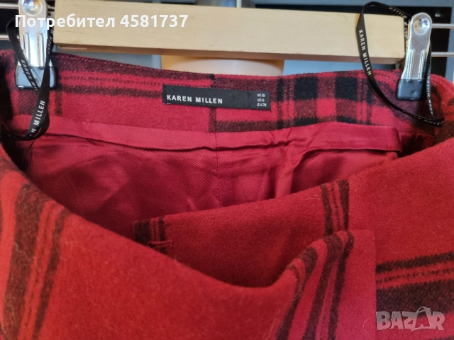 Вълнена мини пола каре Karen Milen, снимка 6 - Поли - 52107987