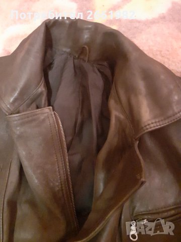 Масленозелено дамско кожено яке, снимка 5 - Якета - 33590070