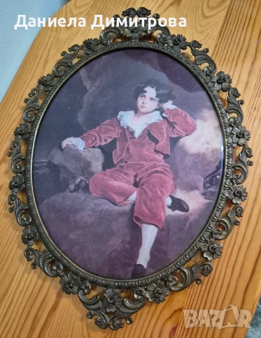 Рамка/картина от бронз/месинг с изображение на момче, снимка 2 - Други ценни предмети - 51020714