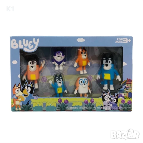 Комплект 6 броя Фигурки Блуи и Бинго, Bluey and Bingo фигурки за игра, снимка 1