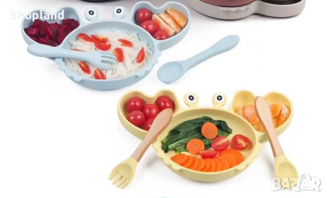 Бебешки силиконов комплект за хранене, снимка 7 - Прибори, съдове, шишета и биберони - 43950108