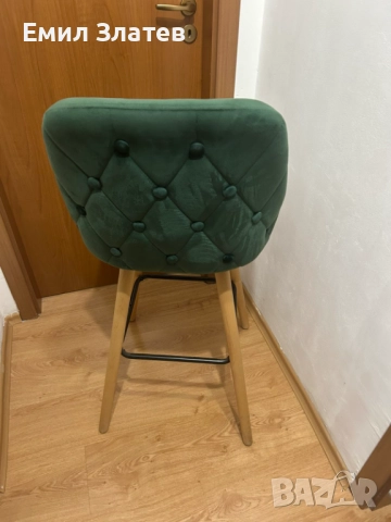 Бар табуретки/тъмнозелени/кадифе, снимка 4 - Столове - 51718476