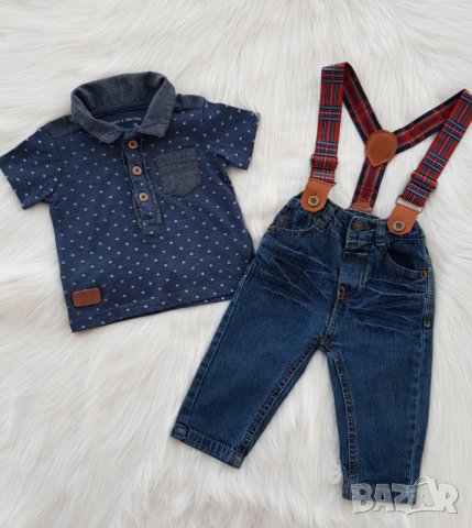 Дънки и блуза за бебе 6 месеца, снимка 5 - Комплекти за бебе - 38006823