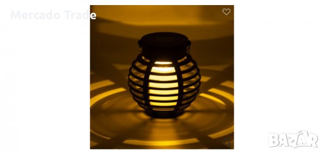 LED соларен фенер с изкуствен пламък, кръгъл черен, снимка 2 - Соларни лампи - 35638309