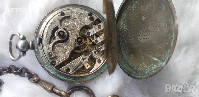 джобен часовник. стар часовник. сребърен джобен часовник., снимка 4 - Антикварни и старинни предмети - 53481378
