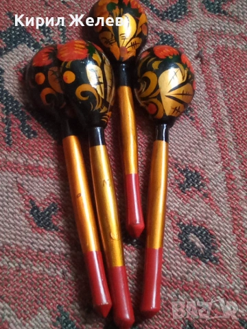 Руски рисувани лъжици дървени 53661, снимка 5 - Антикварни и старинни предмети - 53392527