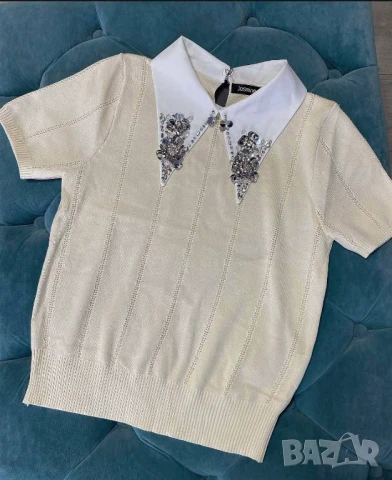 Блуза с якичка и камъни  , снимка 2 - Блузи с дълъг ръкав и пуловери - 50922627