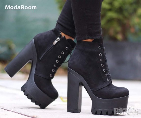 🤩Уникални велурени боти на ток / два цвята🤩, снимка 4 - Дамски боти - 43517025