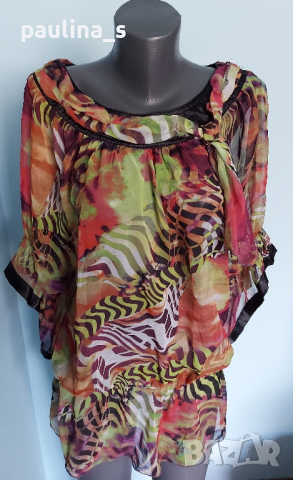 Два броя / Прозрачна плажна туника с декорации "Junona" Bg / голям размер , снимка 4 - Туники - 44894306