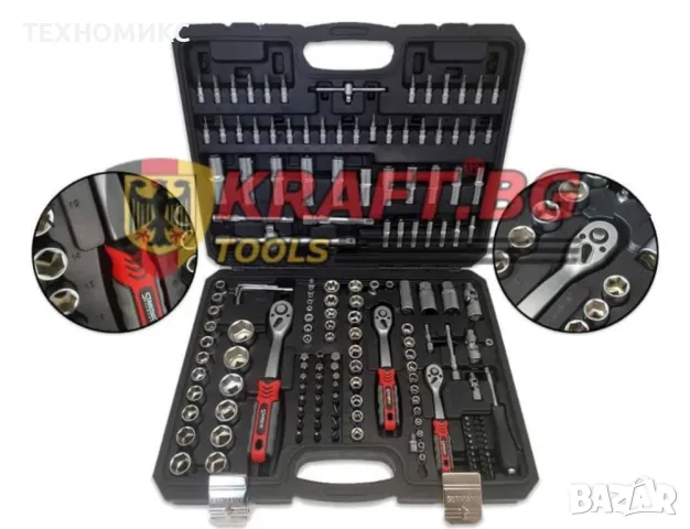 Куфар с инструменти Гедоре 172 части с 3 боря Тресчотки, снимка 8 - Гедорета - 47480270