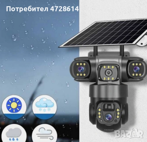 Соларна камера Lylu 4G със SIM и 4 лещи – автономно наблюдение без ток и Wi‑Fi, снимка 3 - Камери - 53420693