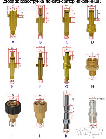 Дюза за пяна Дюза за пяна за водоструйка Конектор водоструйка, снимка 5 - Аксесоари и консумативи - 30346311