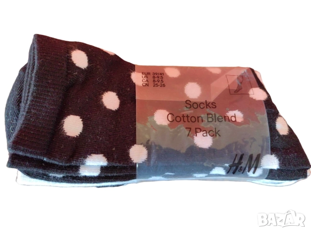 Комплект дамски чорапи H&M, 7 бр, 75% памук, 22% полиамид, 39-41
