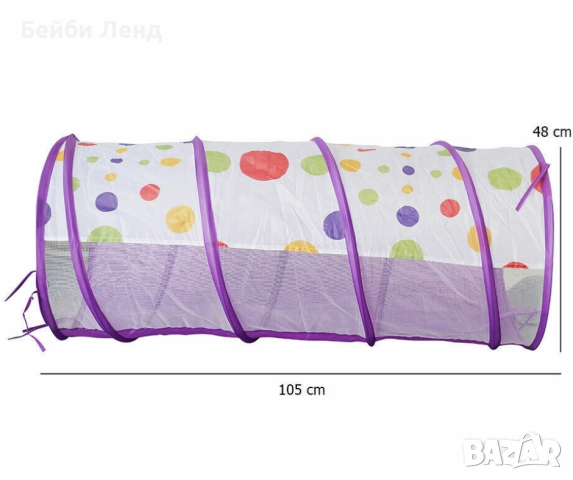 🏰 Детски игрален комплект 3в1 – палатка „Замък“, тунел и басейн с топки + кош за игра, снимка 8 - Мебели за детската стая - 52438296