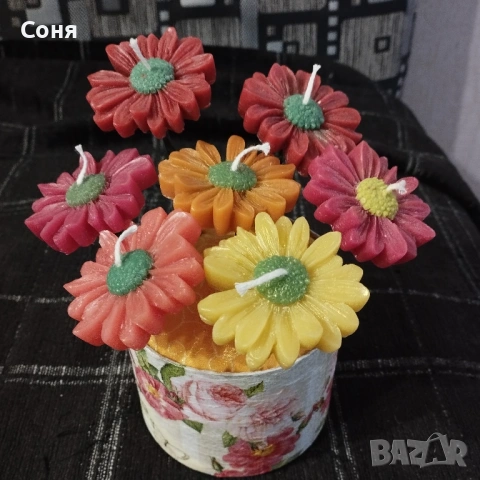 Аранжировка с ароматни  восъчни свещи , снимка 13 - Подаръци за жени - 53574806