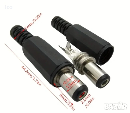 Мъжка и женска букса за електрически велосипед тротинетка 5.5x2.1mm, снимка 2 - Друга електроника - 53170159