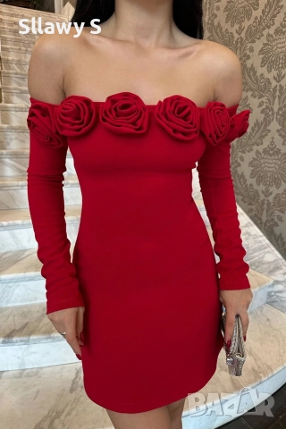 Къса червена рокля, снимка 4 - Рокли - 52563291