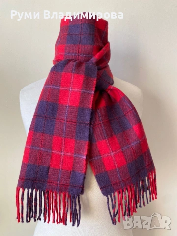 Мъжки, кариран шал от 100 % вълна, John Hanly, снимка 5 - Шалове - 53254456