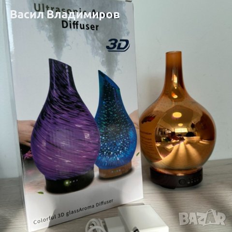 Ултразвуков стъклен 3D дифузер за етерични масла, снимка 2 - Други - 43575408