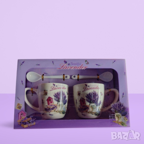 Комплект за двама с 2 порцеланови чаши и 2 лъжички, за изискано изживяване на вкуса, снимка 2 - Чаши - 44882156