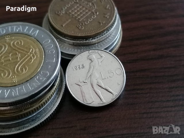 Монета - Италия - 50 лири | 1992г., снимка 1 - Нумизматика и бонистика - 35237082