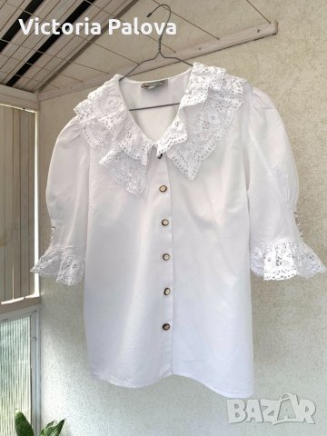 Ексклузивна риза(блуза),лен,кроше., снимка 2 - Ризи - 33201829