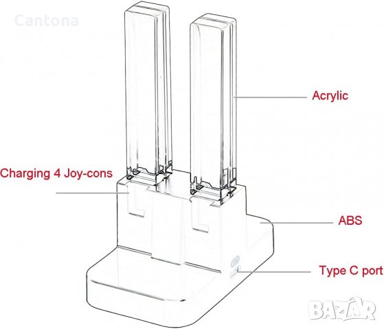 HBS-115 Joy-Con зареждаща докинг станция Nintendo Switch Dual Charger, снимка 5 - Аксесоари - 37800972