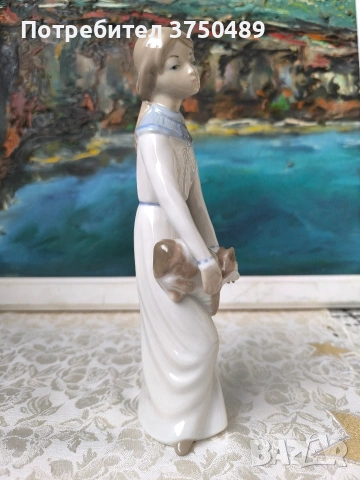 порцеланова фигурка на момиче с кученце, снимка 4 - Колекции - 53457210